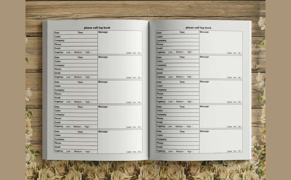 Phone Call Log Book Telephone Message Tracker and Notebook, Voice Mail