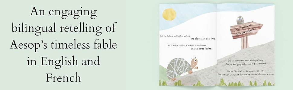 An engaging bilingual retelling of Aesop’s timeless fable in English and French