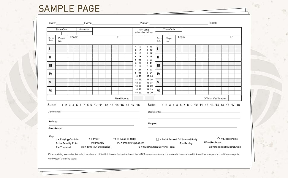 Volleyball Scorebook Volleyball Score Record Book 8.25" X 6" Inches Score book, 120 Pages, 60
