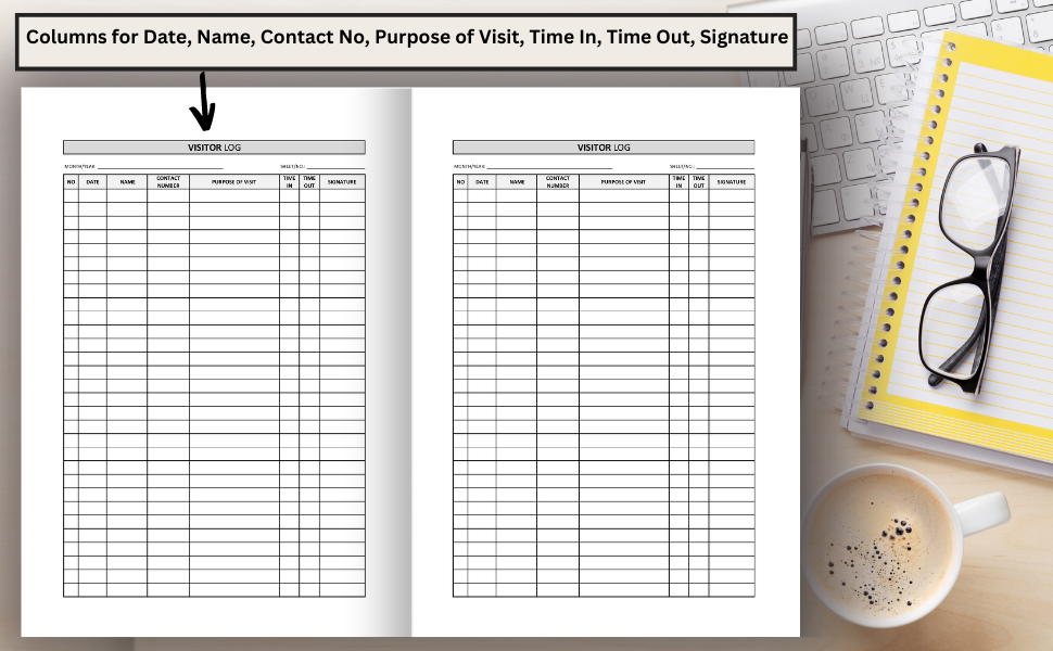 Visitor Log Book SignIn Register Notebook I Easily track