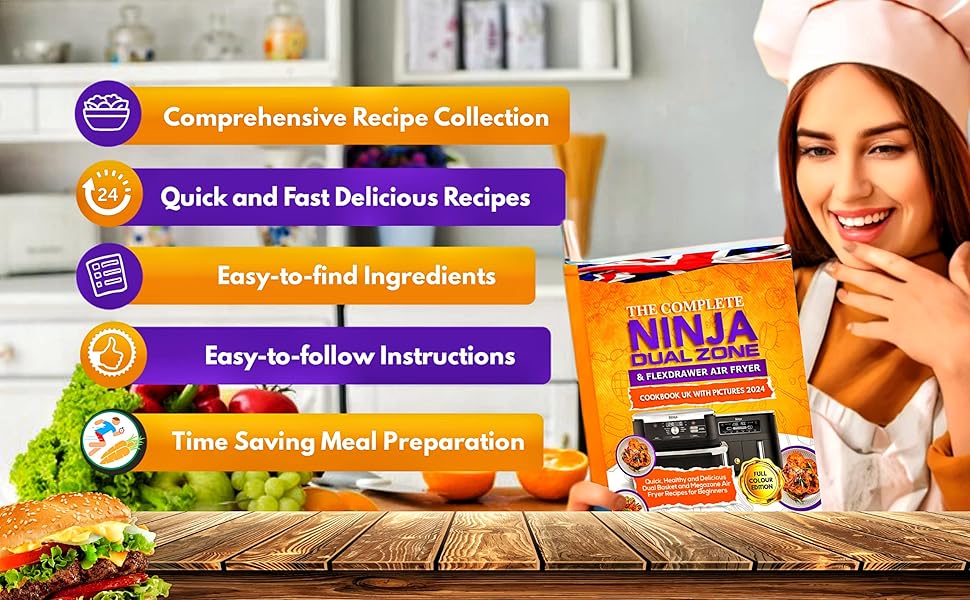Ninja Dual Zone and FlexDrawer Air Fryer Cookbook UK with Pictures 2024 Quick