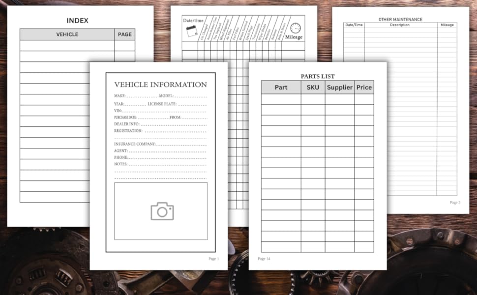 Vehicle Maintenance Record For up to 8 Vehicles. Track, Record and