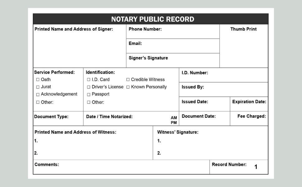 Notary Journal Notary Public Record Book for Signing Agents Official