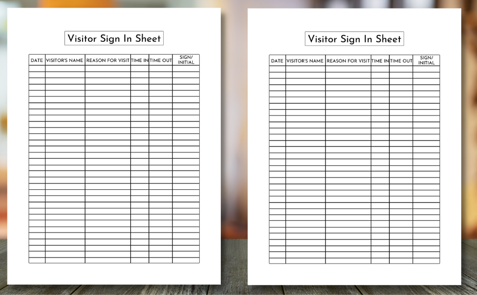 Visitor Log Book Visitors Entry Sign In and Out Register Log Book for