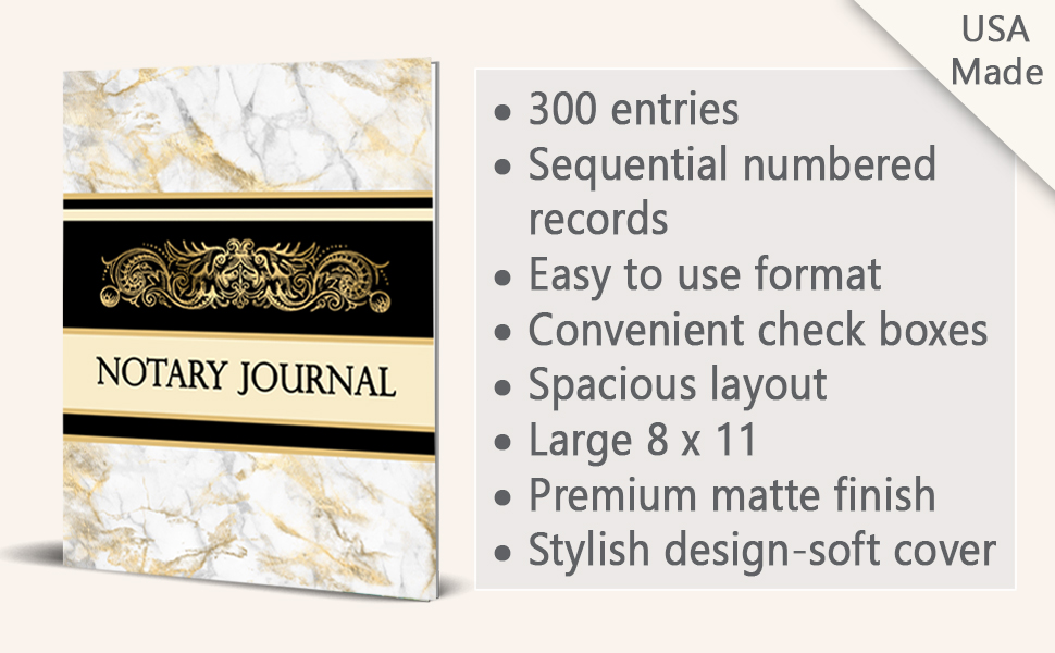 Notary Journal Notary Public Log Book with 300 Entries for Notarial