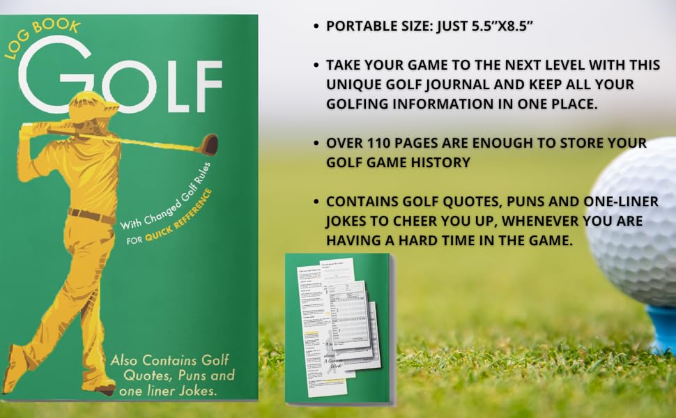 Golf log book journal with changed golf rules quick reference Golf