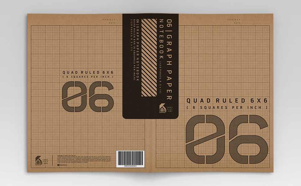 06 Graph Paper Notebook Quad Ruled 6x6 (6 Squares Per Inch