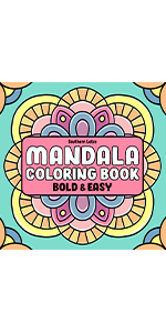 mandala coloring book,bold and easy mandala coloring book,simple coloring book,flower coloring book