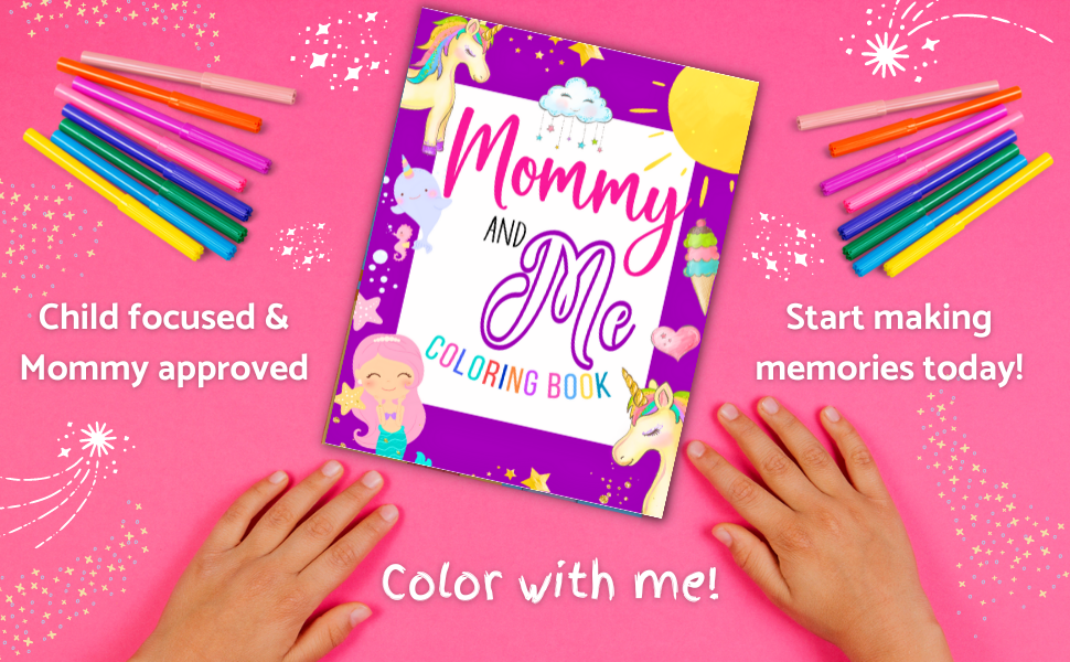 Mommy and Me Coloring Book: Mermaids, Unicorns and Cute Animals: For