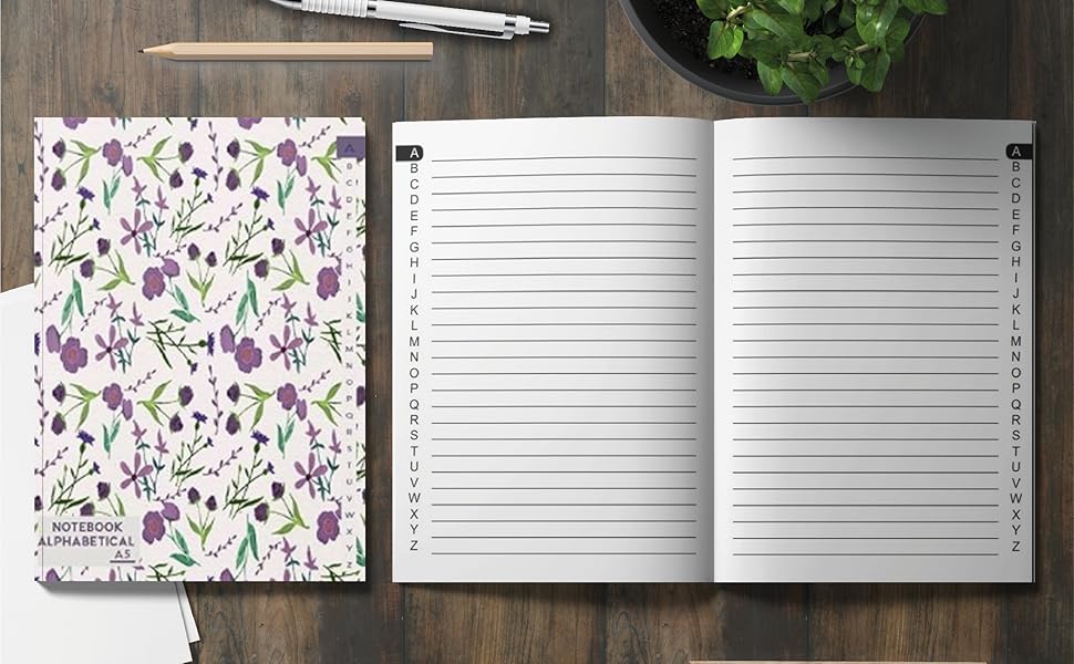 Alphabetical Notebook A5 Lined Notebook with Alphabetical Tabs Printed