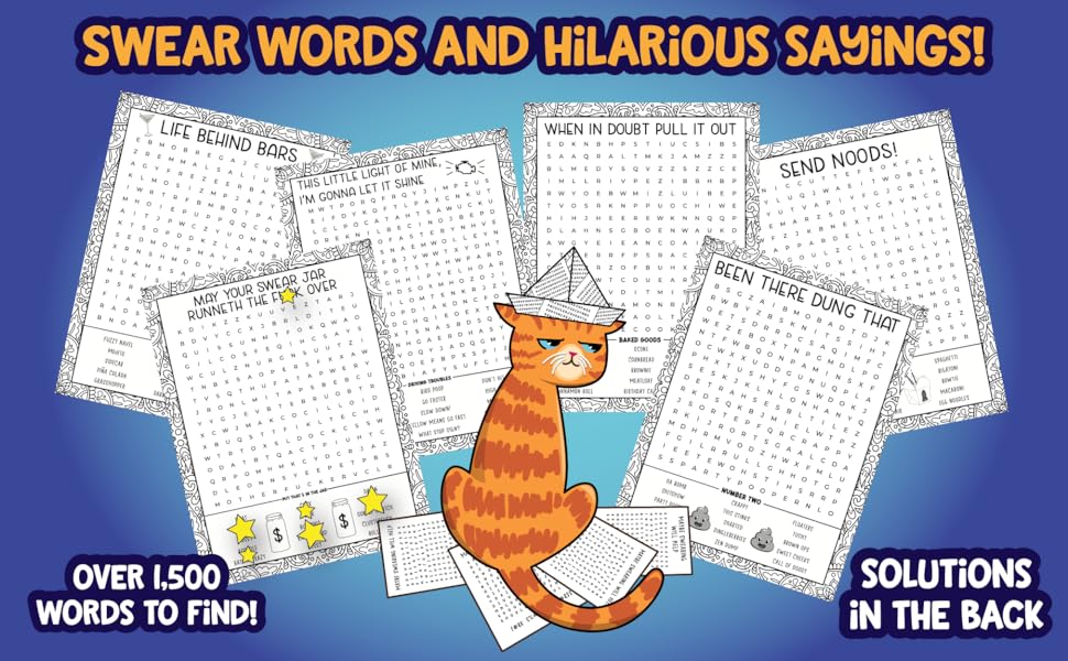funny cat swearing swear words hilarious sayings word search adult activity book large print adults