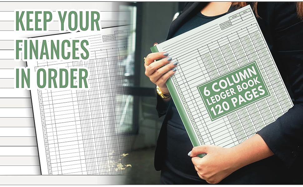 6 Column Ledger Book Simple Customizable Log Book for Bookkeeping and Accounting Account