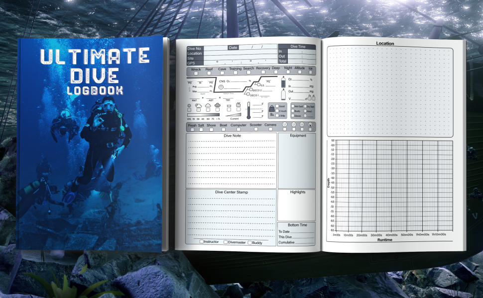 Ultimate Dive Logbook 100 Dive Full Featured Logbook with 2 Pages Per