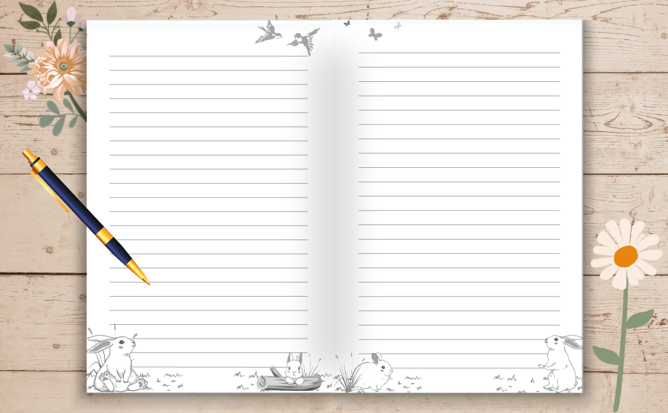 Bunny Journal Notebook Rabbit Notebook With Adorable Cute Bunny