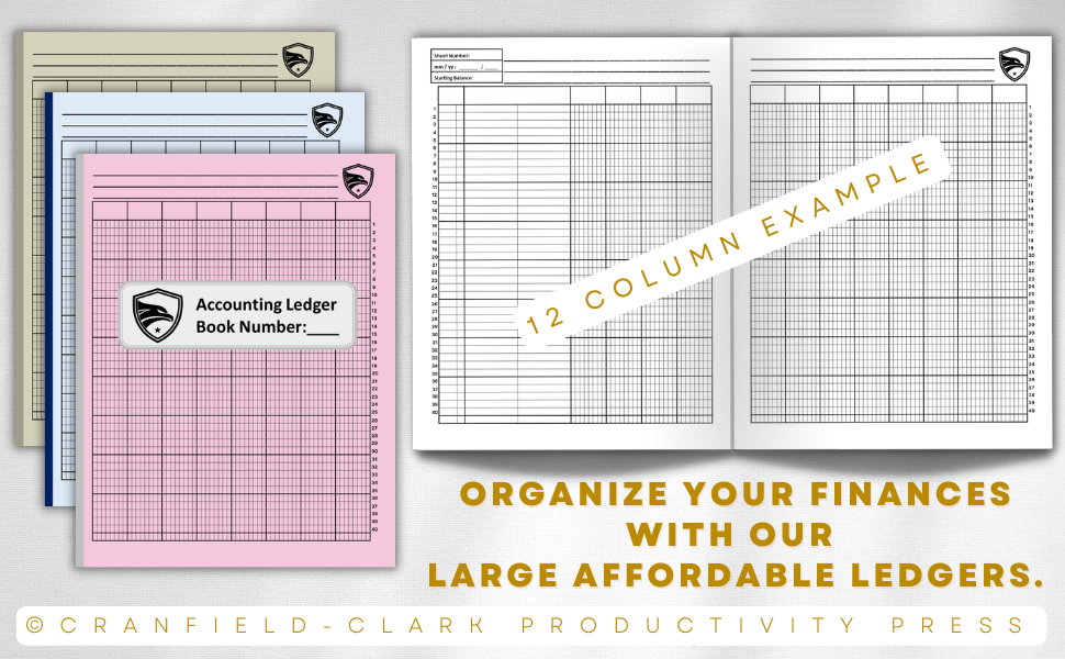 12 Column Accounting Ledger Book Large Simple Columnar Journal for