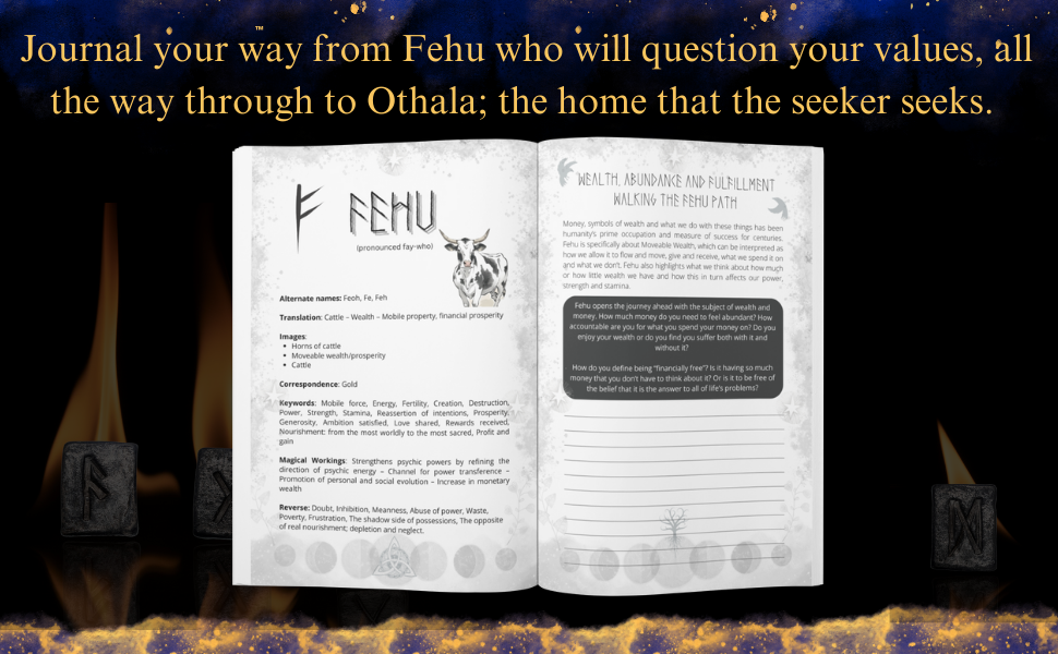 Sample spread from journal including information about the Runes, Discussion and  Prompts