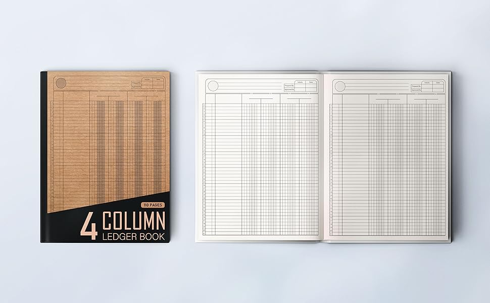 4 Column Ledger Book Accounting Ledger Book for Bookkeeping, and Expense Log Book