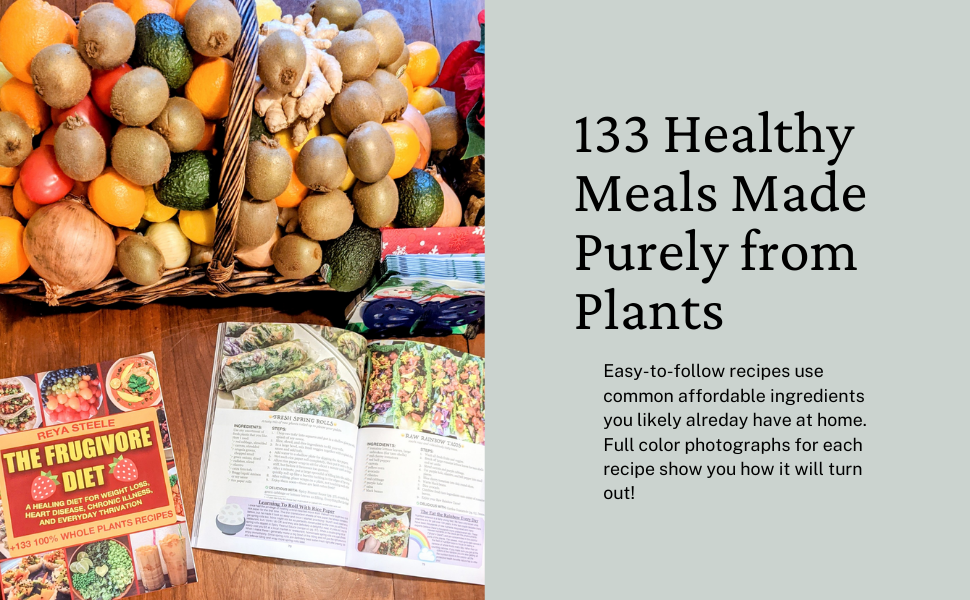 The Frugivore Diet: A Healing Diet For Weight Loss, Heart Disease, Chronic Disease, and Everyday Thrivation 11 natural human diet, frugivore diet, vegan recipe book, plant-based recipes, whole food, weight loss