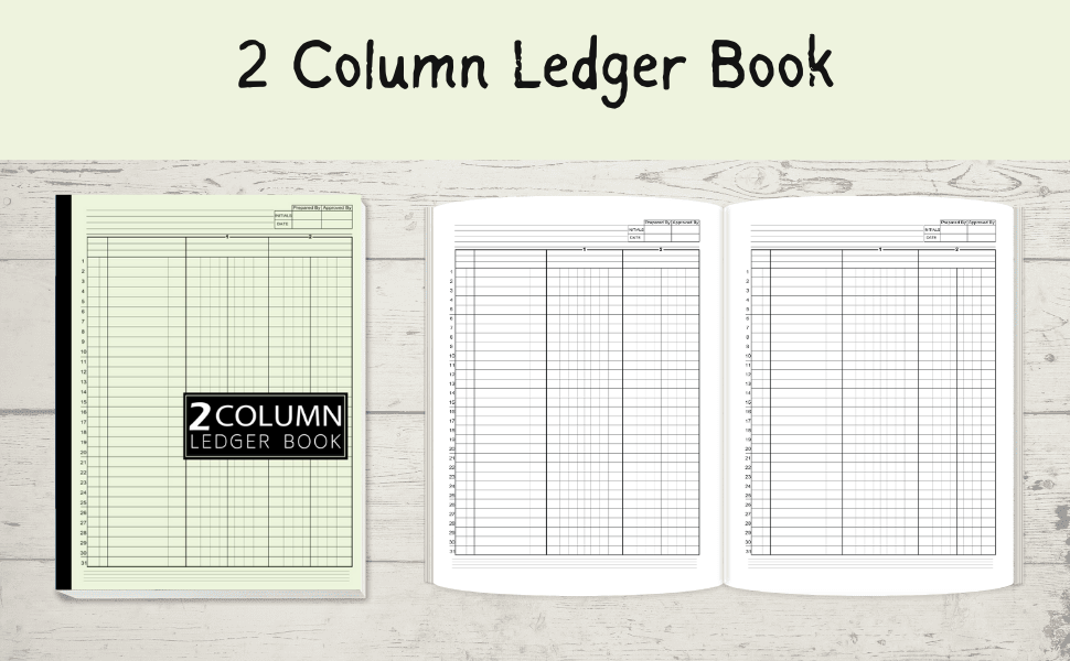 2 Column Ledger Book Simple Two Column for Bookkeeping