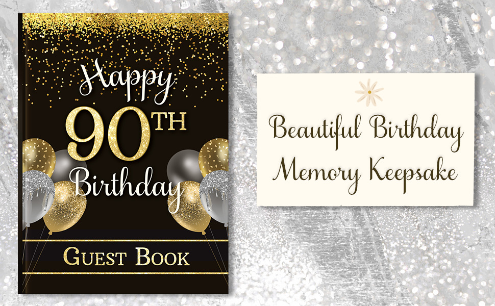 Happy 90th Birthday Guest Book Hardcover Party SignIn Book for