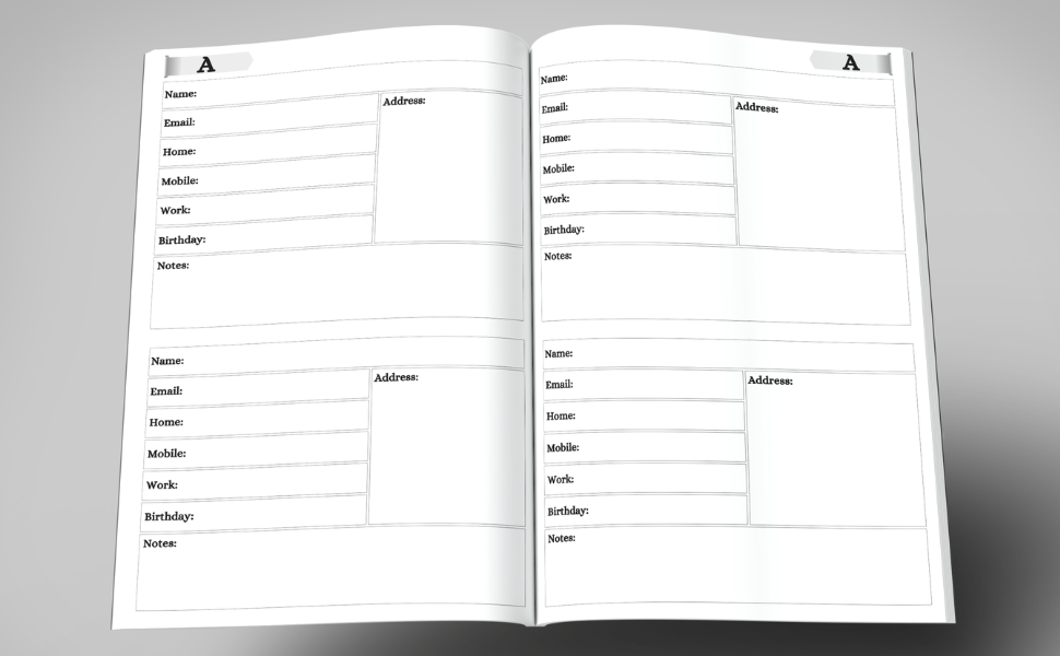 Address Book With Alphabetical Tabs Large Print with More Than 200 Entry Spaces A to Z