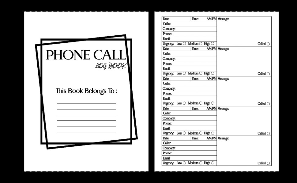 Phone Call Log Book Voicemail Recording Notebook with 600 Telephone