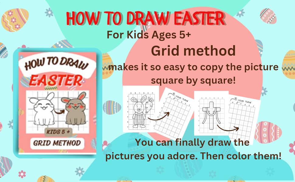 How To Draw Easter StepbyStep Grid Drawing Book / Fun Learning to Sketch and Color Simple