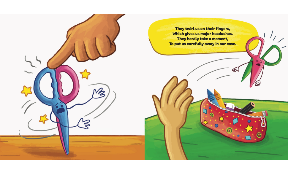 Scissors on Strike A Funny, Rhyming, Read Aloud Kid's Book About Respect and Kindness for