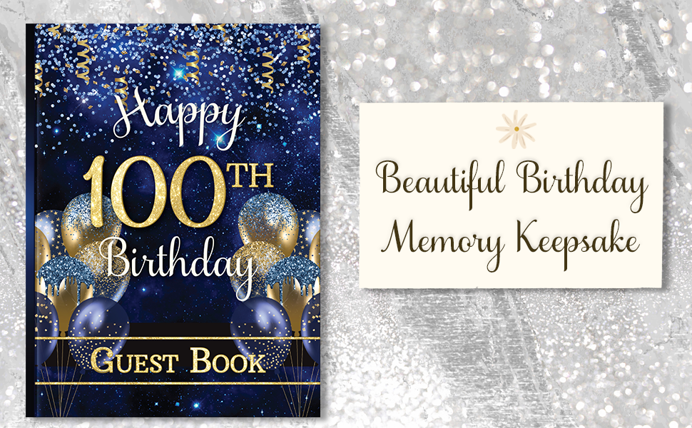 Happy 100th Birthday Guest Book Hardcover Party SignIn Book for