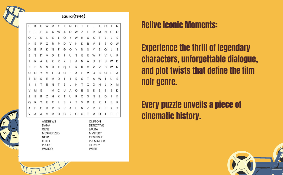 98 Film Noir Classic Movies Word Search Puzzle Book: Large Print 98 Film Noir Classic Movies Word Search Puzzle Book: Large Print
