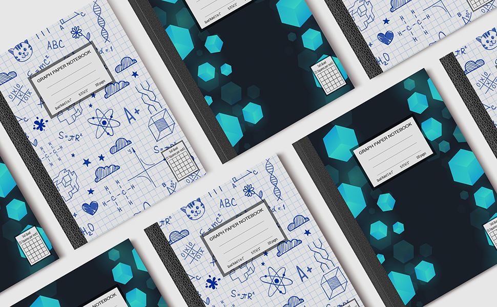 graph paper composition notebook quad ruled 5x5 4x4 math science graphing spiral kids school gift