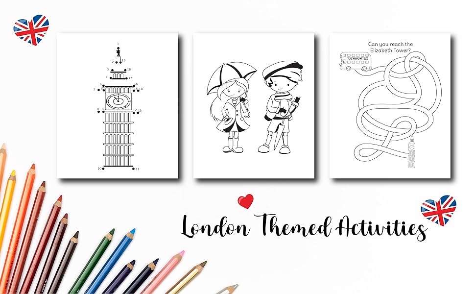 London Activity Book For Kids Incudes Mazes, Dot To Dot, Word Searches