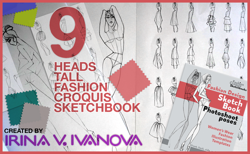 croquis sketchbook, croquis template, croquis book, croquis drawing book, 9 heads fashion template