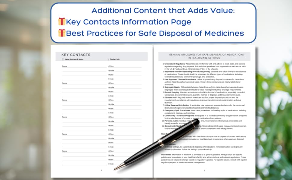 Medication Returns Log Book 150 Page Returned Drugs Book For