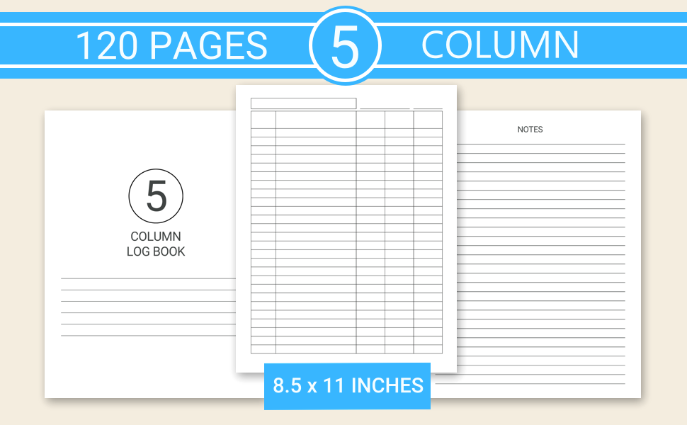 5 Column Log Book Five Column Log Book For Finances Inventory Bookkeeping Household chores