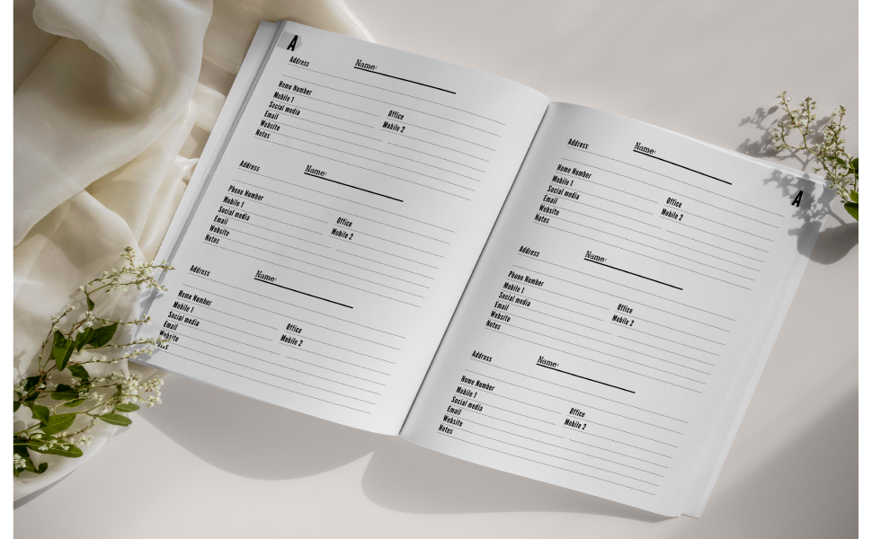 Address Book A4 Address Book with AZ index Address Book with Alphabet index Name, Address