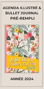  Agenda illustré & Bullet Journal en français à personnaliser:  Planificateur hebdomadaire sur 13 mois I Semainier double page I BUJO pré- rempli personnalisable I Format de poche pratique - Notebooks, Bella