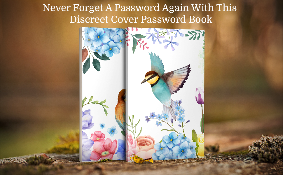 front & back book mockup with nature background for password book