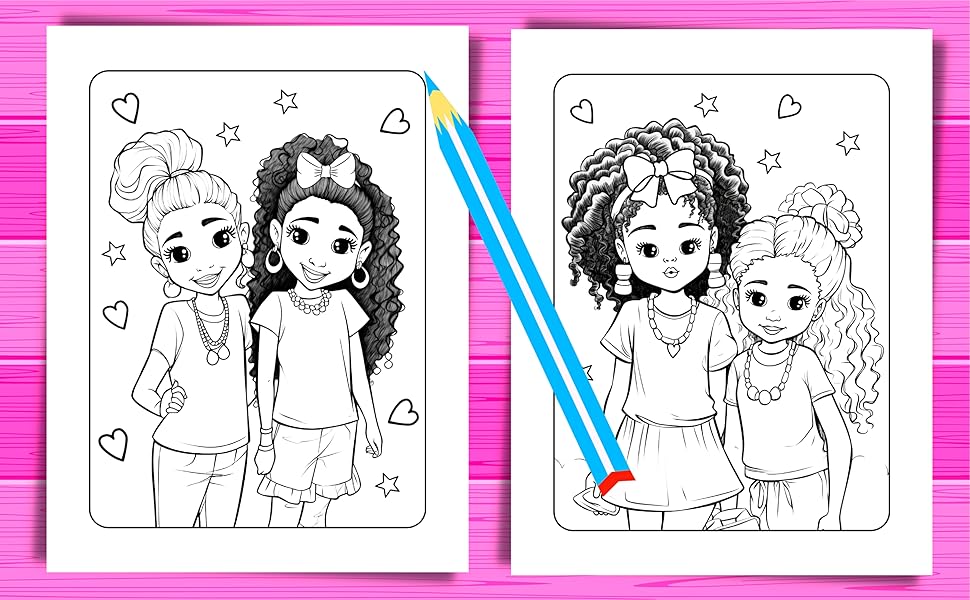 fashion coloring book for african american girls, black girl coloring books for kids ages 4-8 8-12