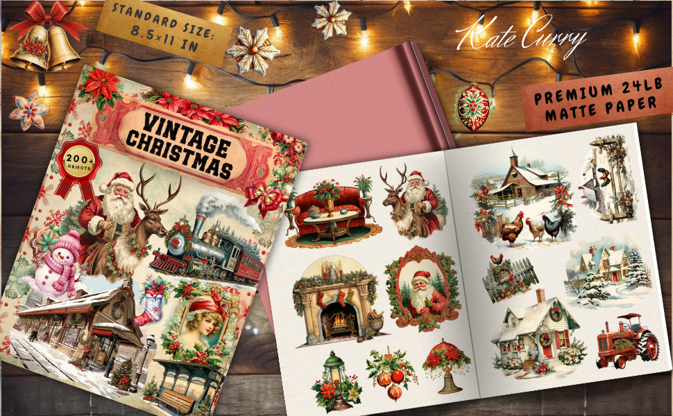 Vintage Christmas Ephemera Book High Quality Images Of Santa Claus and