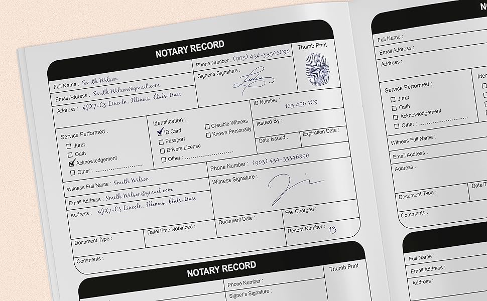 Illinois Notary Journal Public Notary Log Book for Notarial Acts 120