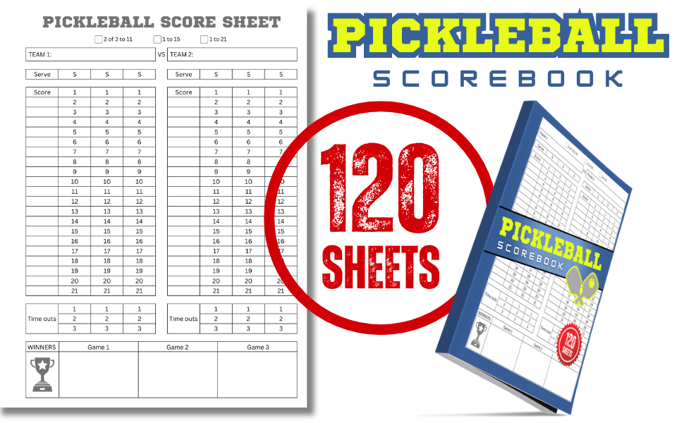Pickleball Scorebook 120 Pickleball Score Sheets Notebook, Size 6 x 9 inches ARTSINNOV, MY