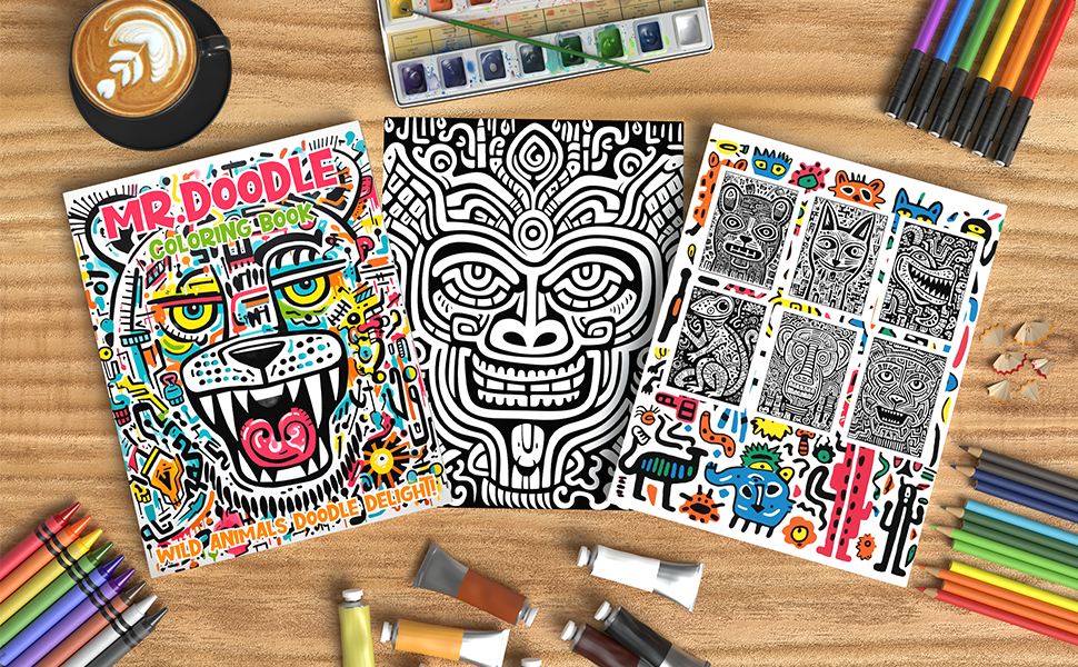 新品 MR DOODLE ミスタードゥードゥル 「COLOURING BOOK」 Amazon.com: Mr. Doodle Coloring Book: Discover the world of
