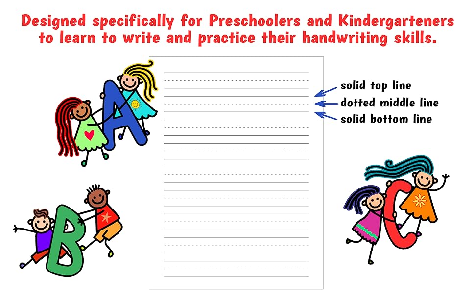Kindergarten Composition Notebook Primary Writing Paper for Kids Ages 3