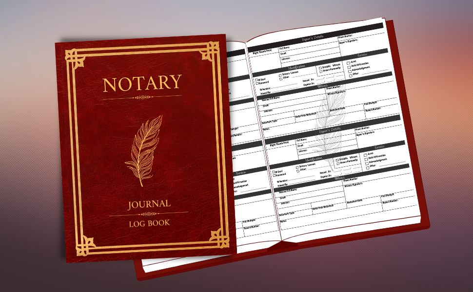 Notary Journal Log book Notary Public Record Book with 300 entries (two per page). Log book for
