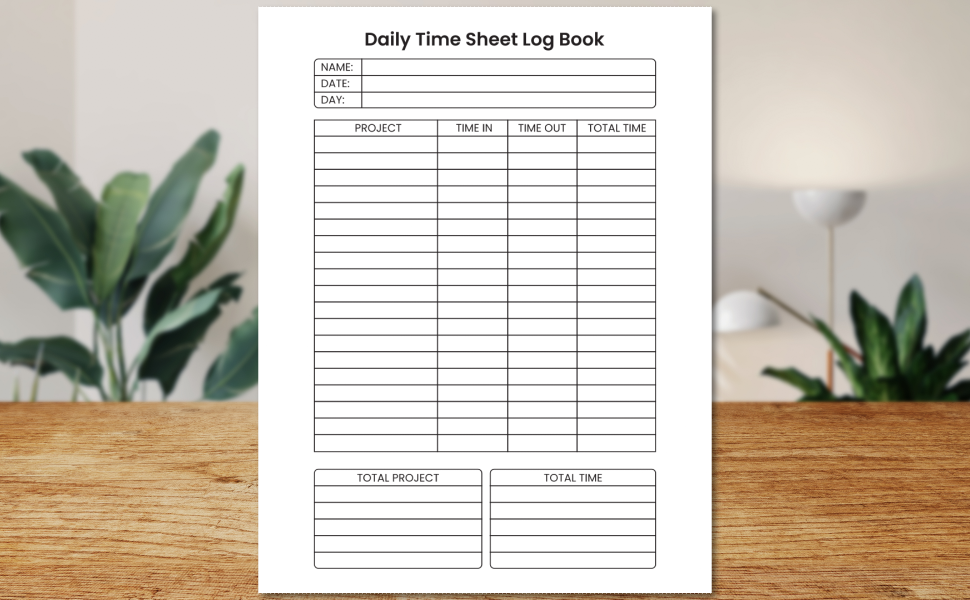 Daily time sheet Log Book Time Sheet Log Book I Employee Time Log I