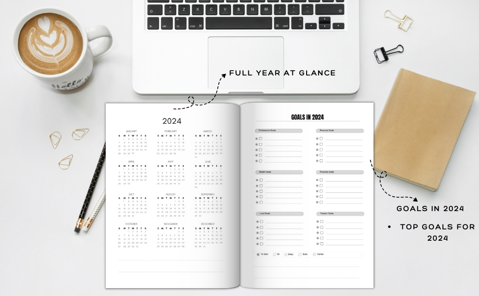 A4 Diary 2024 Day per Page Orange 2024 Diary A4 Page a Day A4 Diary