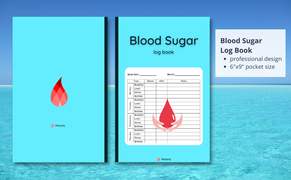 Blood Sugar Log Book Daily Diabetic Glucose Tracker Journal Book with
