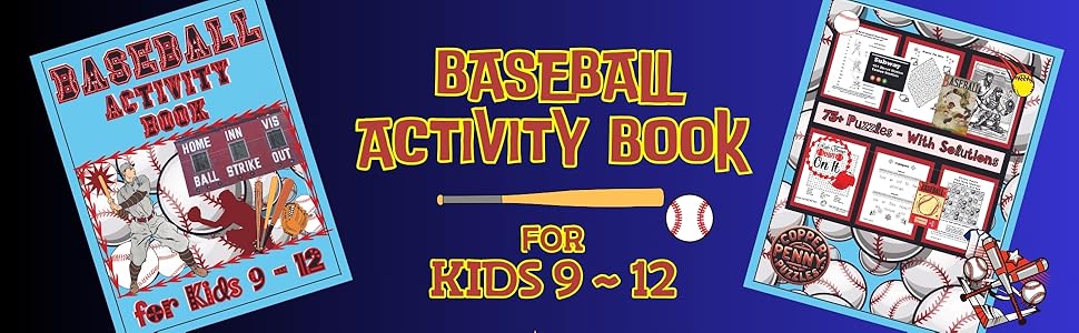 Baseball Activity Book Puzzles Games Boys Girls 9 to12 Sports Softball Little League Kids Pitch Bat