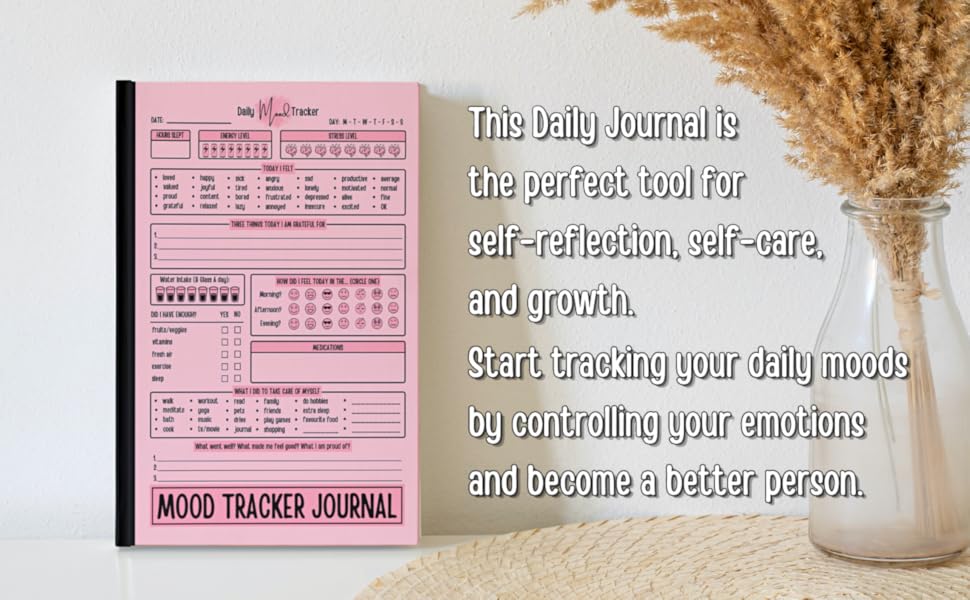 emotions tracker, feelings tracker, mental health & wellness journal, anxiety journal for women men